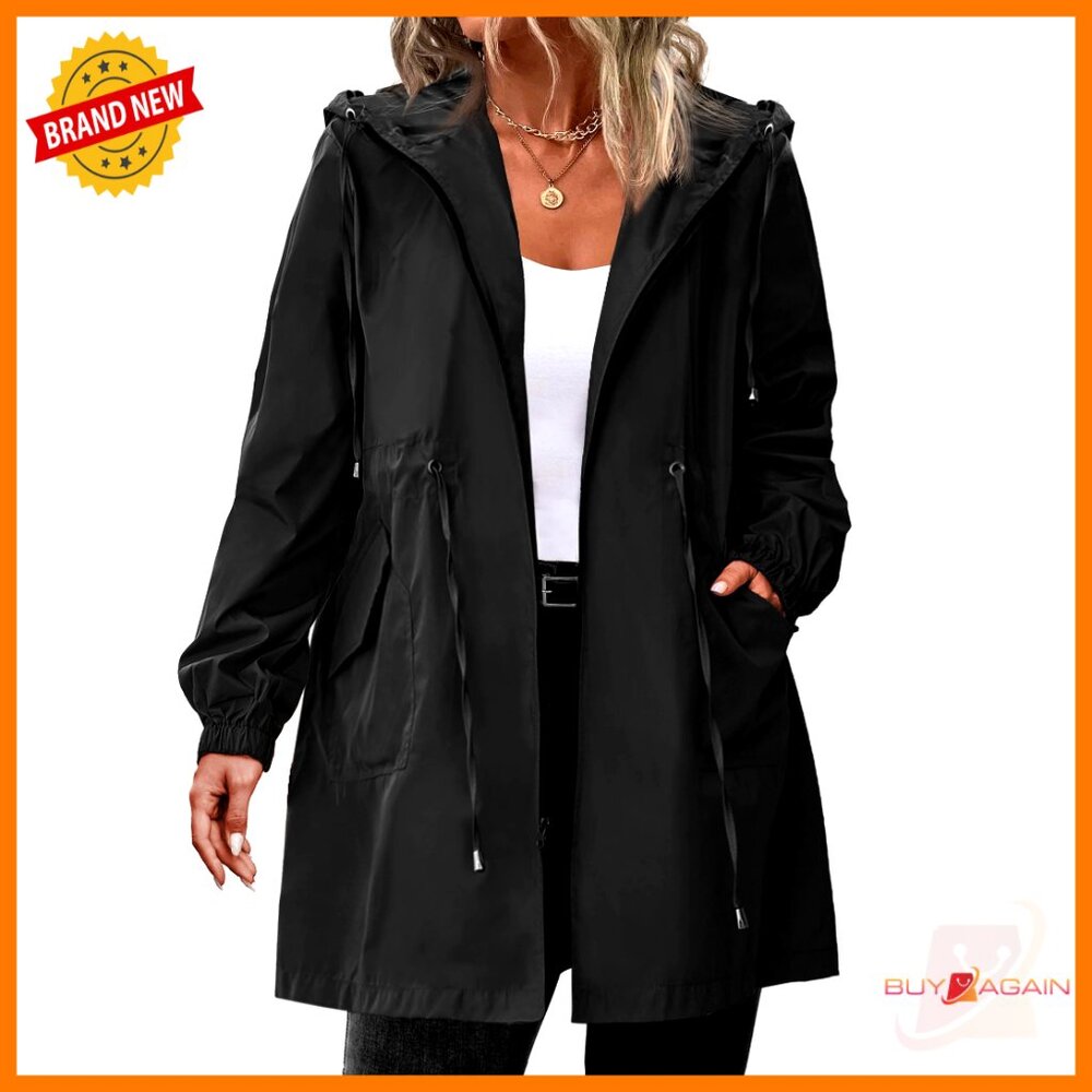 Lightweight Rain Jacket Plus Size Long Hooded Wat… - image 1